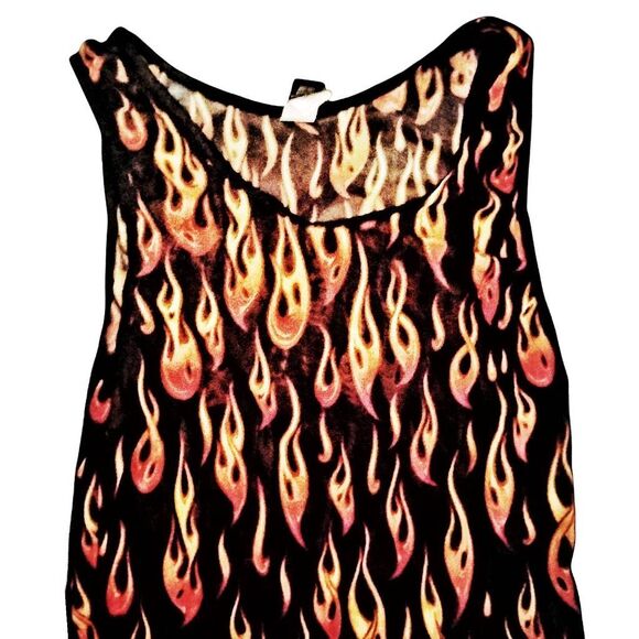 Vintage Y2K She Devil Mesh Flame Design Tank Top Size Large - Picture 2 of 5